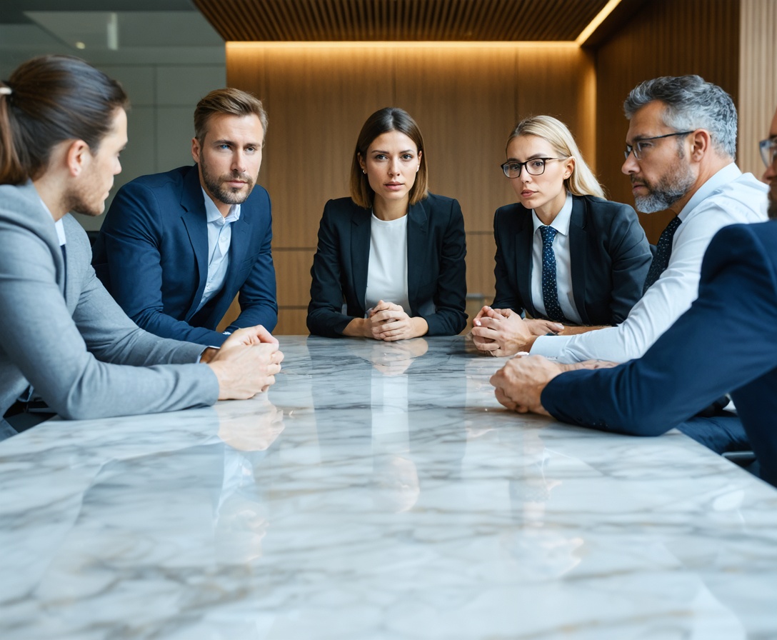 Команда финансовых экспертов на совещании